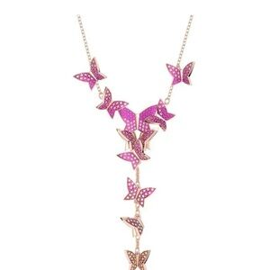 Swarovski Lilia Y necklace Butterfly, Pink, Rose gold-tone plated NIB